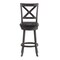 Merrick Lane Sora 30" Classic Wooden Crossback Swivel Bar Height Pub Stool with Upholstered Padded Seat and Integrated Footrest